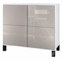 KOMMODE Rova Sandgrau Hochglanz - Sandfarben, Holzwerkstoff (92.5/84.5/35cm) - Vladon