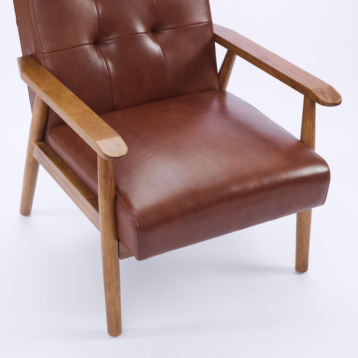 SESSEL Echtleder mit Nussbaum-Armlehnen, DE-42331, Braun - Braun, Holzwerkstoff (80/83/64cm) - ComfortXL