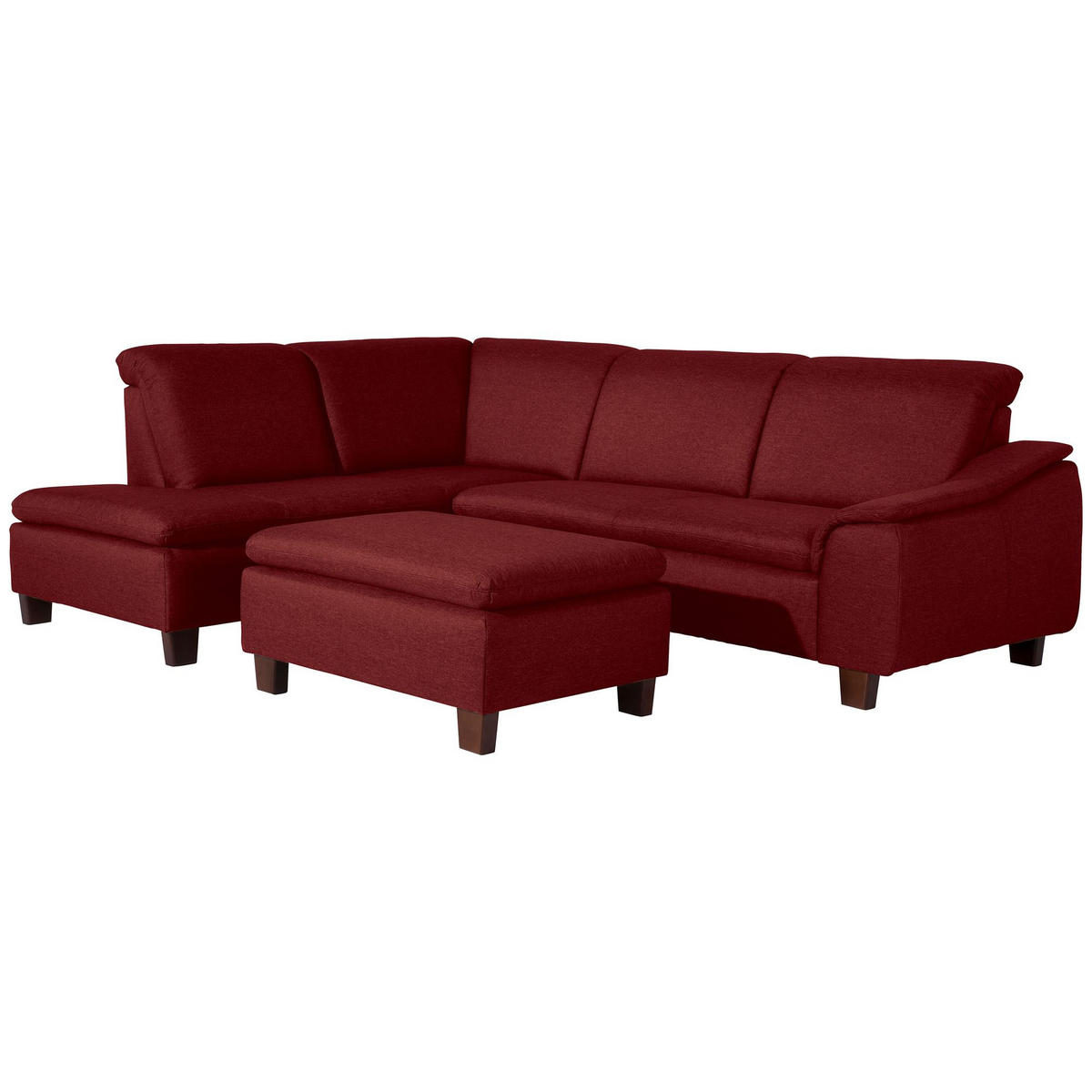 ECKSOFA mit Ottomane links Kaylil Flachgewebe rot - Rot, Kunststoff (187/247cm) - 58aufmkessel