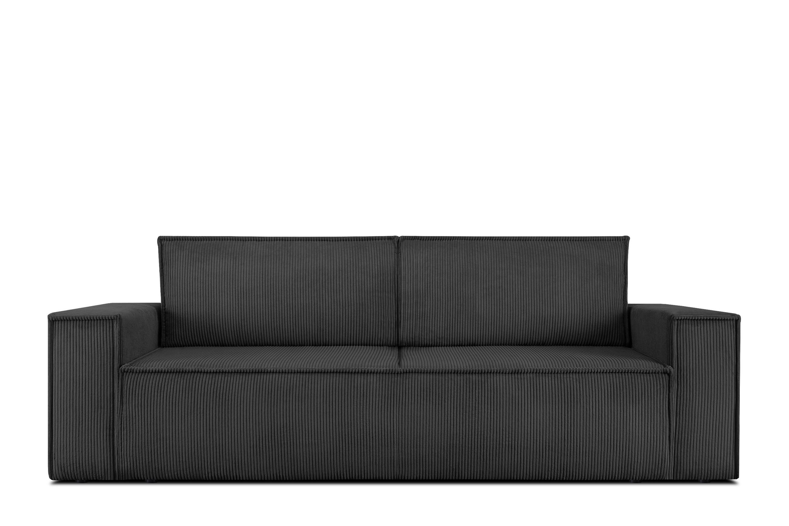 3-SITZER-SCHLAFSOFA NAPI in Pet Friendly Cord-Stoff, dunkelgrau - Dunkelgrau/Schwarz, Textil (244/89/101cm) - KONSIMO®