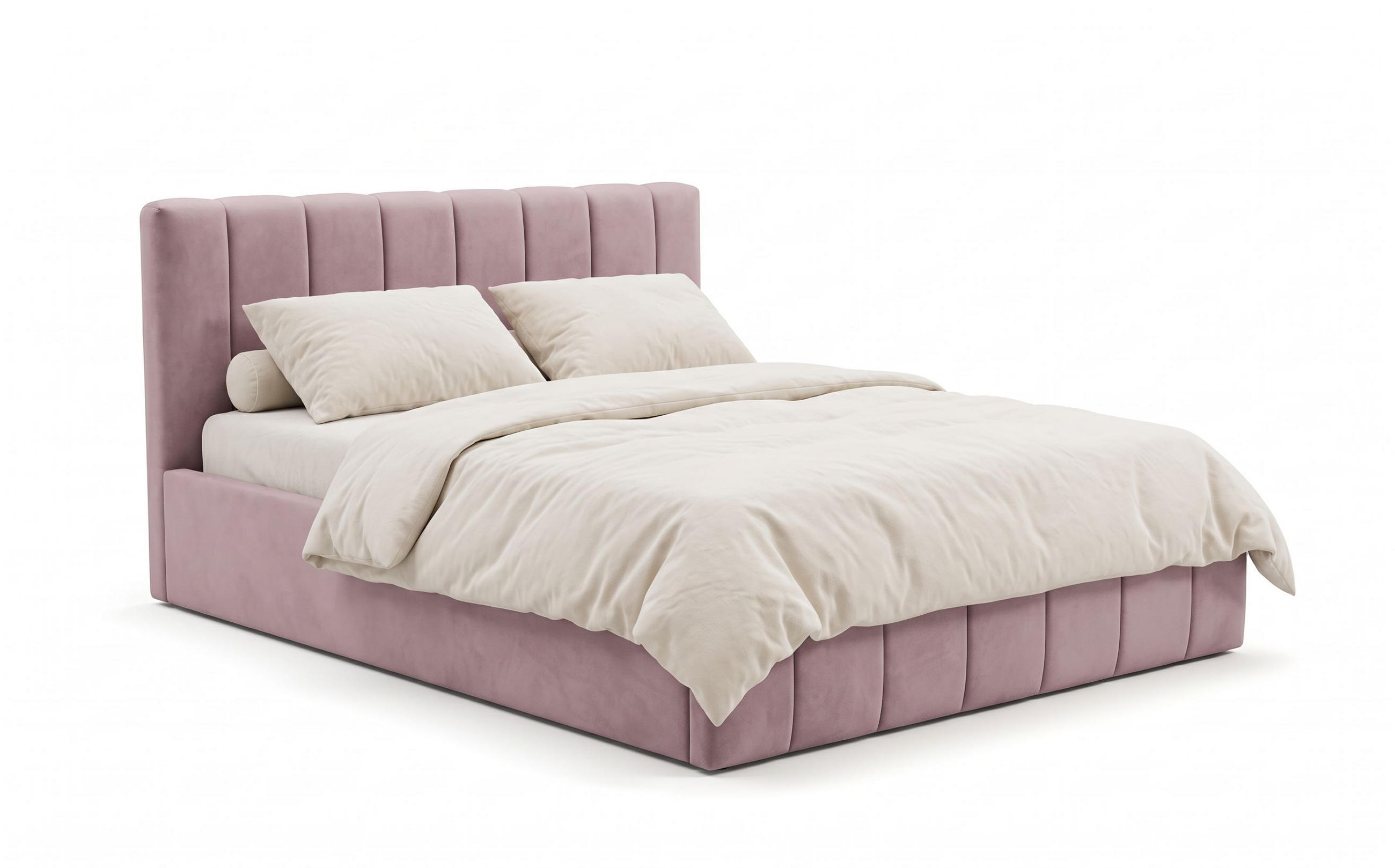 POLSTERBETT Nina Rosa 120x200 cm, mit Bettkasten und gestepptem Kopfteil - Rosa, Holzwerkstoff/Textil (120/200cm) - Bettso