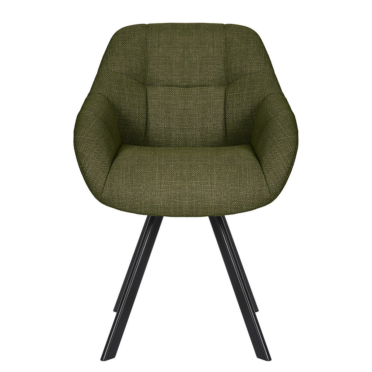 POLSTERSTUHL - 2er-Set - Leinen / Eisen - Grün, Textil/Metall (57/83/65cm) - home24