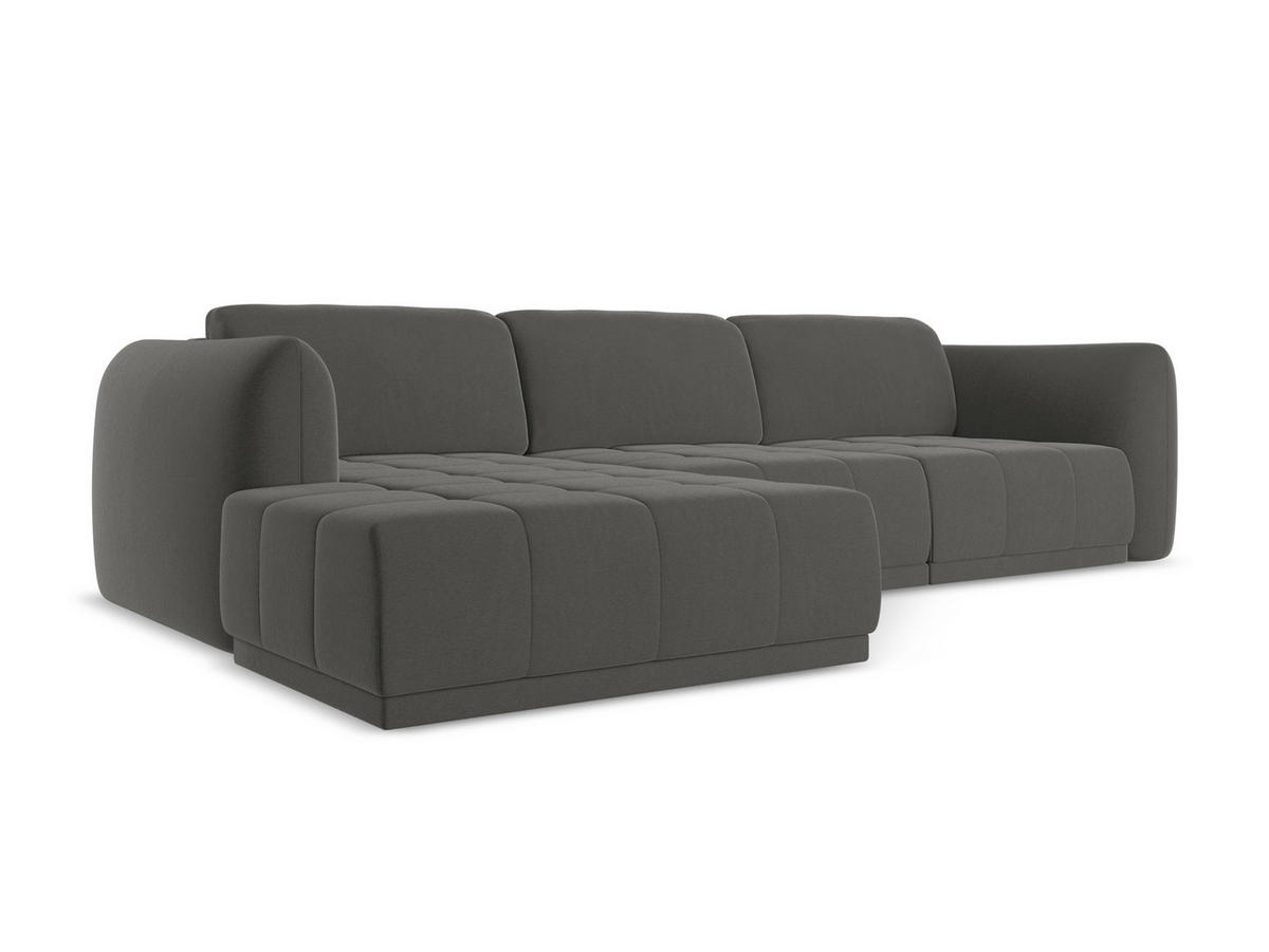 ECKSOFA Links Samt Stoff Grau - Dunkelgrau/Schwarz, Kunststoff/Textil (170/290cm) - Makamii