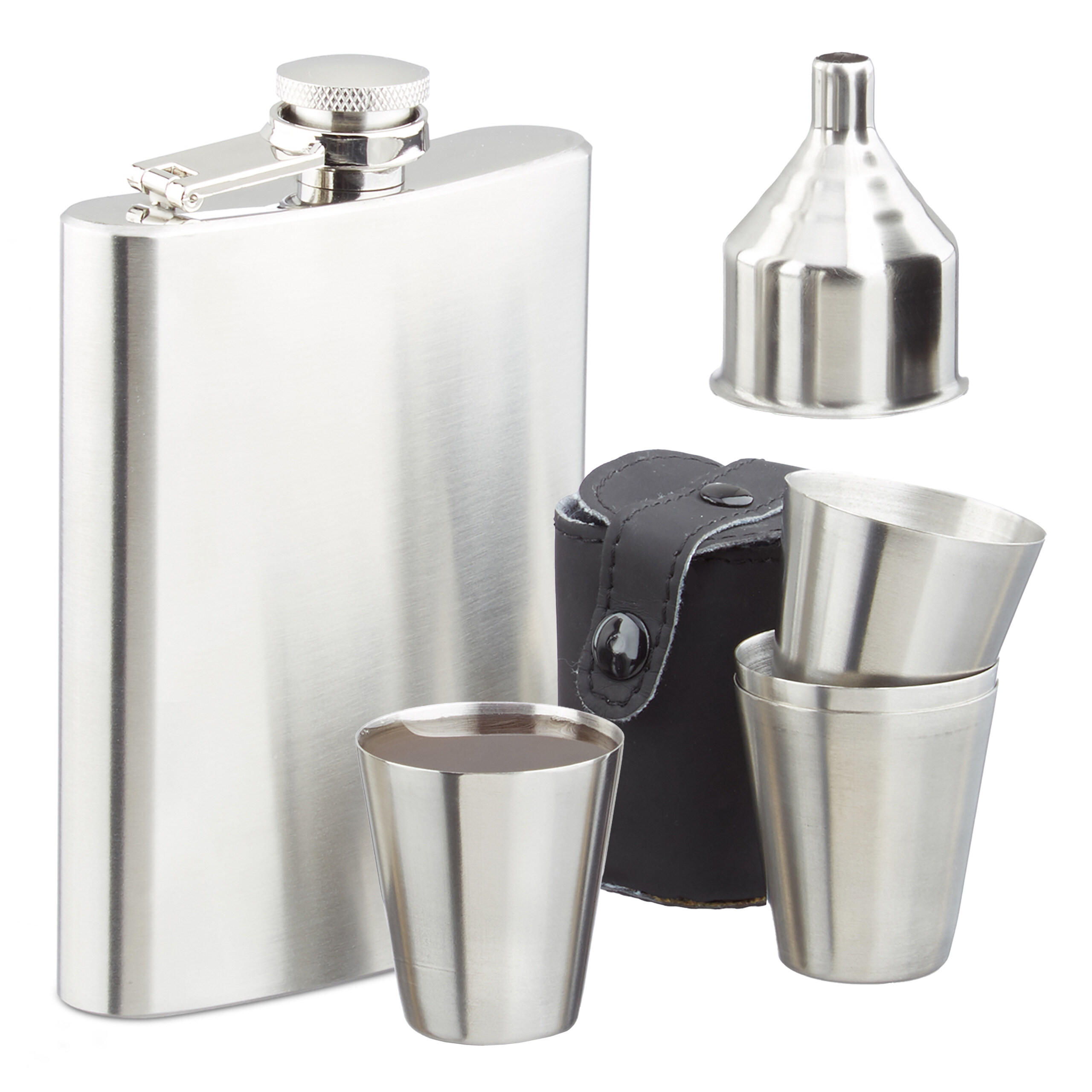 PLJOSKA Srebrna nehrđajući čelik 7-dijelni-set 200 ml - srebrne boje, metal (10/13/2.5cm) - Relaxdays