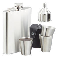 FLACHMANNSET Silber Edelstahl 7-teiliges-Set 200 ml - Silberfarben, Metall (10/13/2.5cm) - Relaxdays