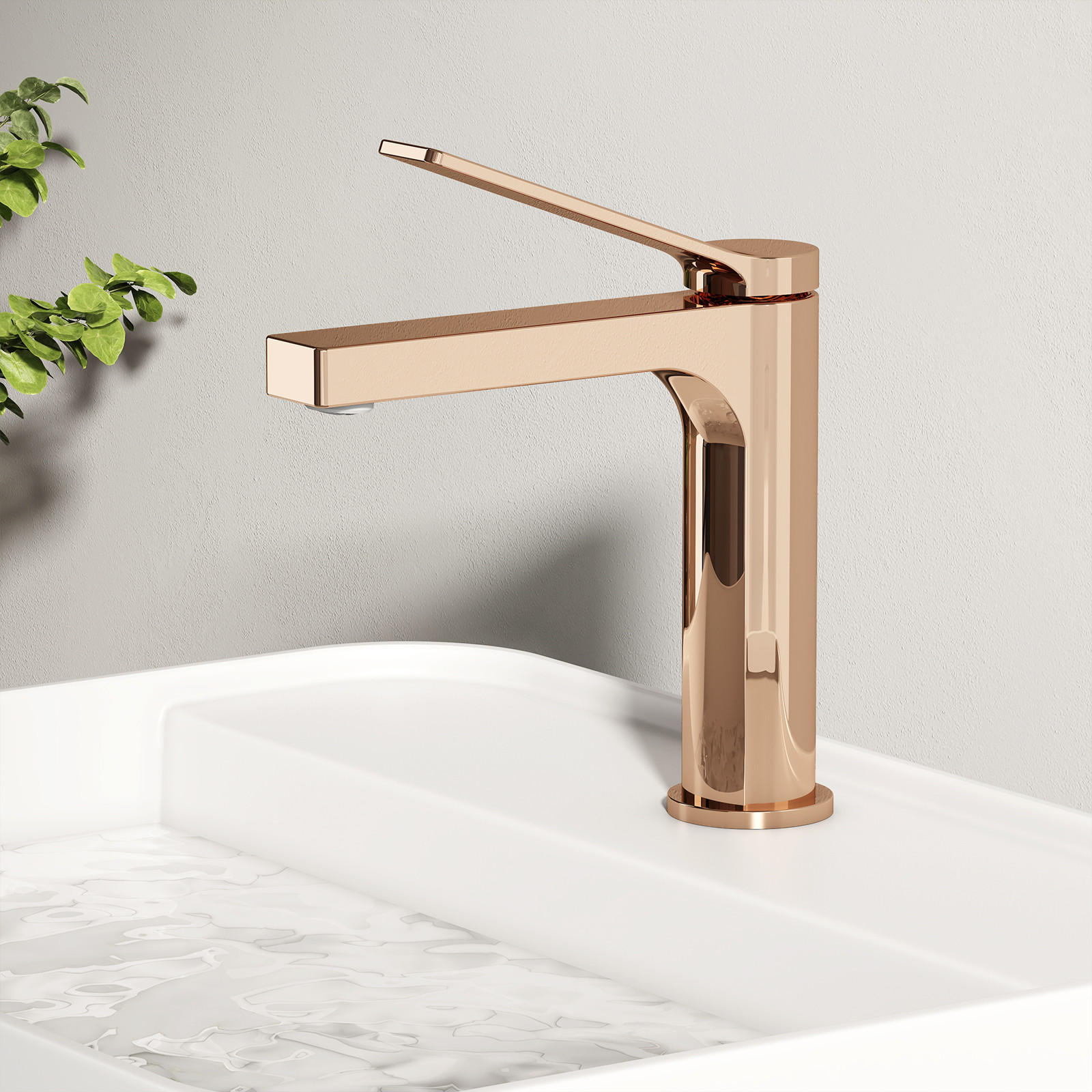 WASCHTISCHARMATUR Rosengold mit zertifiziertem Filterelement - Roségold, Metall (17.3/4.6/19.5cm) - EMKE
