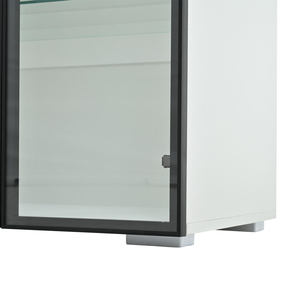 VITRINE LED Gehärtetes Glas 2 Glasböden 2 Schubladen Weiß - Multicolor, Glas (60/160/40cm) - FLIEKS