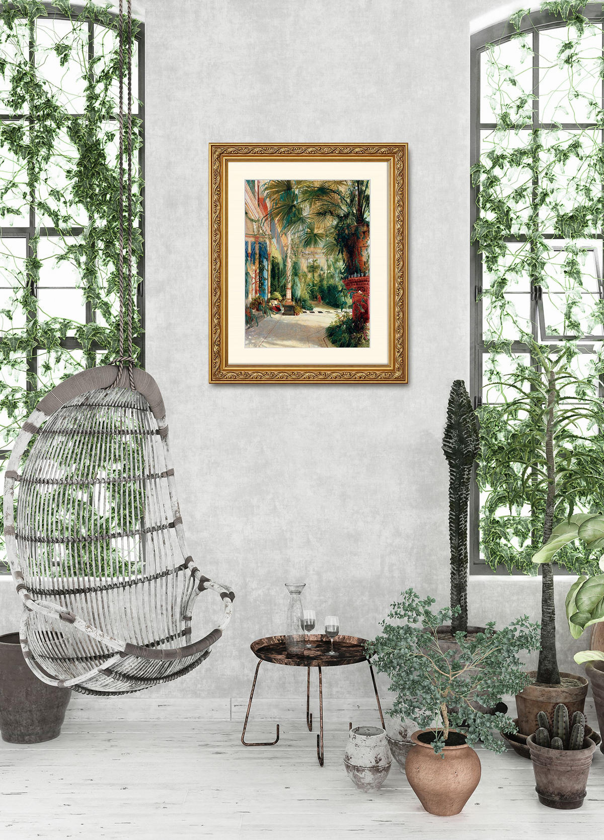 BILD gerahmt 53x63 cm Carl Blechen "Das Innere des Palmenhauses" - Gelb, Holz (53/63cm) - artissimo