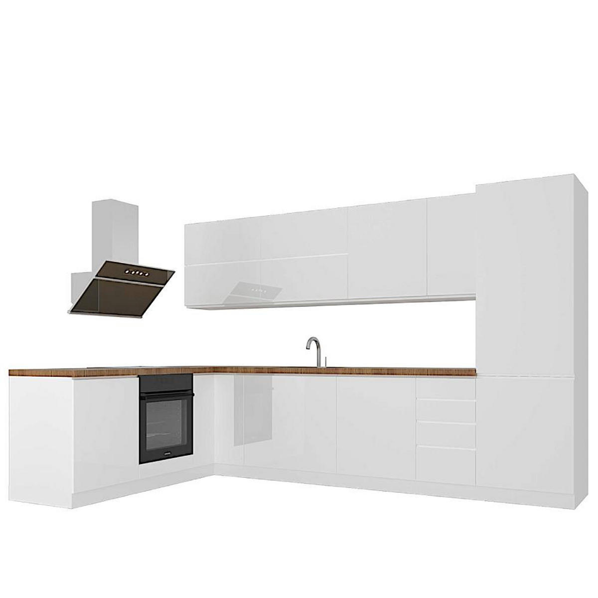 ECKKÜCHE 330x 210 cm - Aspen K54 -M330 in Weiß/Hochglanz - Weiß Hochglanz, Holz (540/212/210cm)