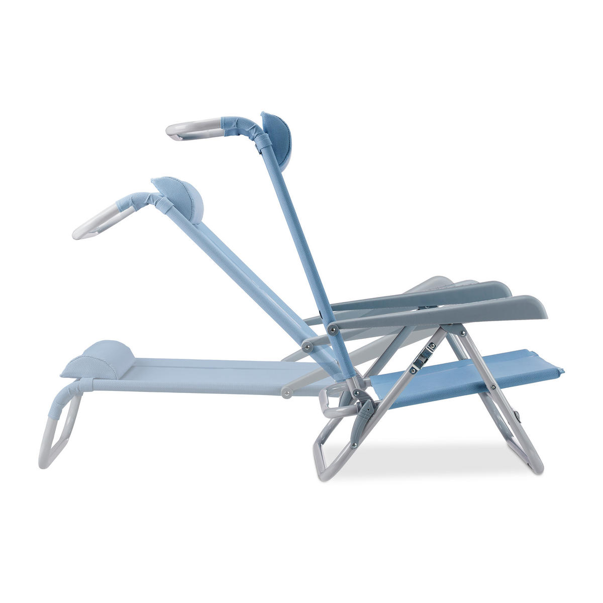LIEGESTUHL - Hellblau, Kunststoff/Metall (58/76.5/80cm) - Relaxdays