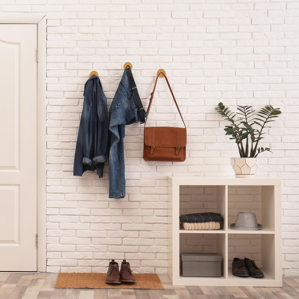 HANDTUCHHAKEN - Hellbraun, Holz/Metall (6/6/4.5cm) - Relaxdays