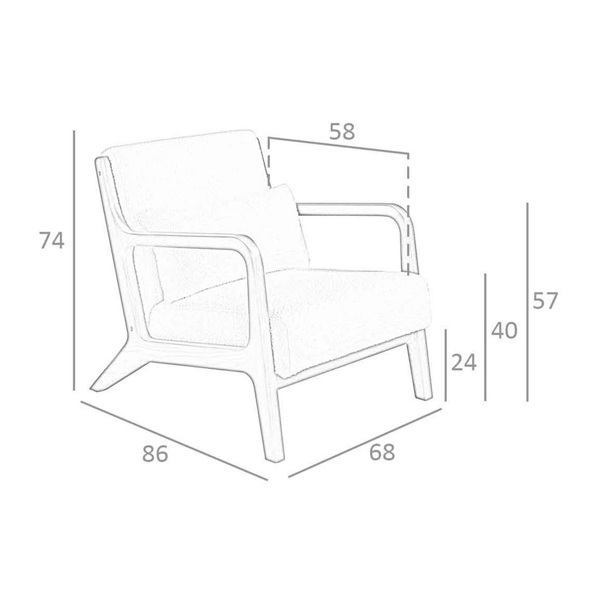 SESSEL Weißer Stoff 68/86/74 cm - Walnussfarben/Creme, Holz/Textil (68/74/86cm) - ANGEL CERDA
