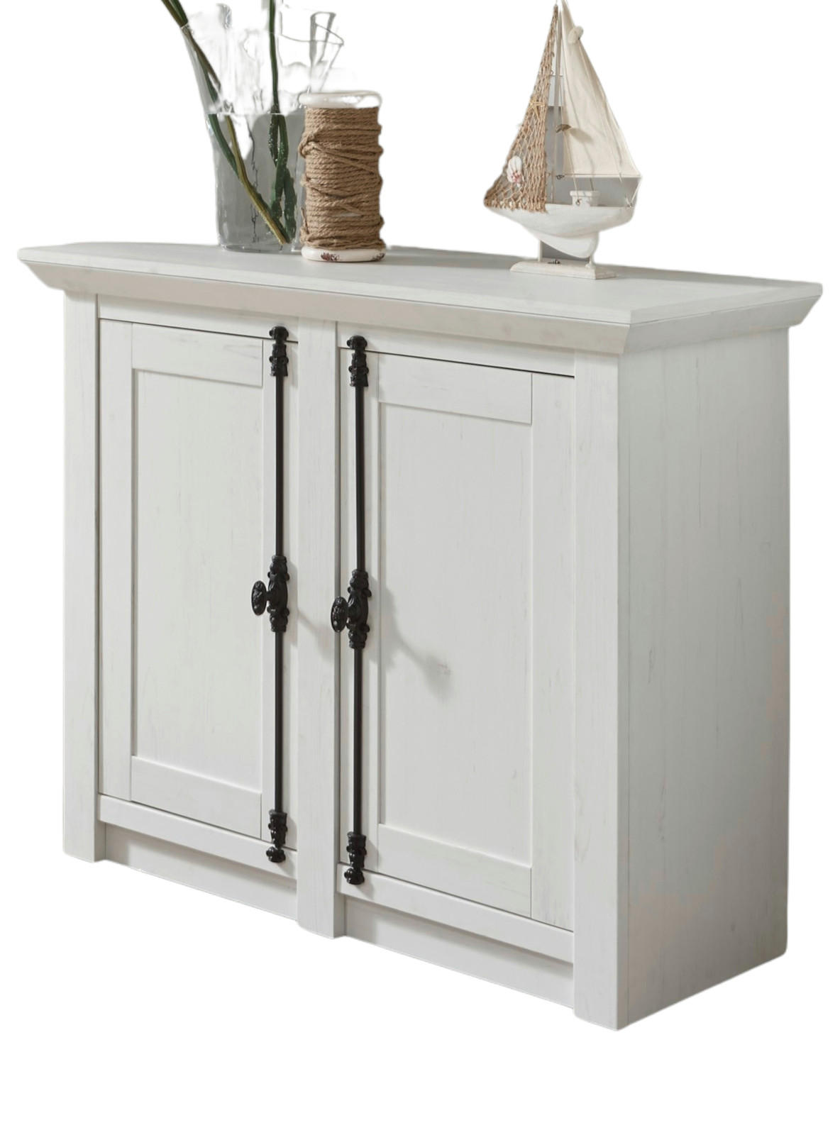 Furn.Design KOMMODE Pinie weiß 105 x 90 cm, Schuhschrank Landhaus-Stil jetzt nur online ➤