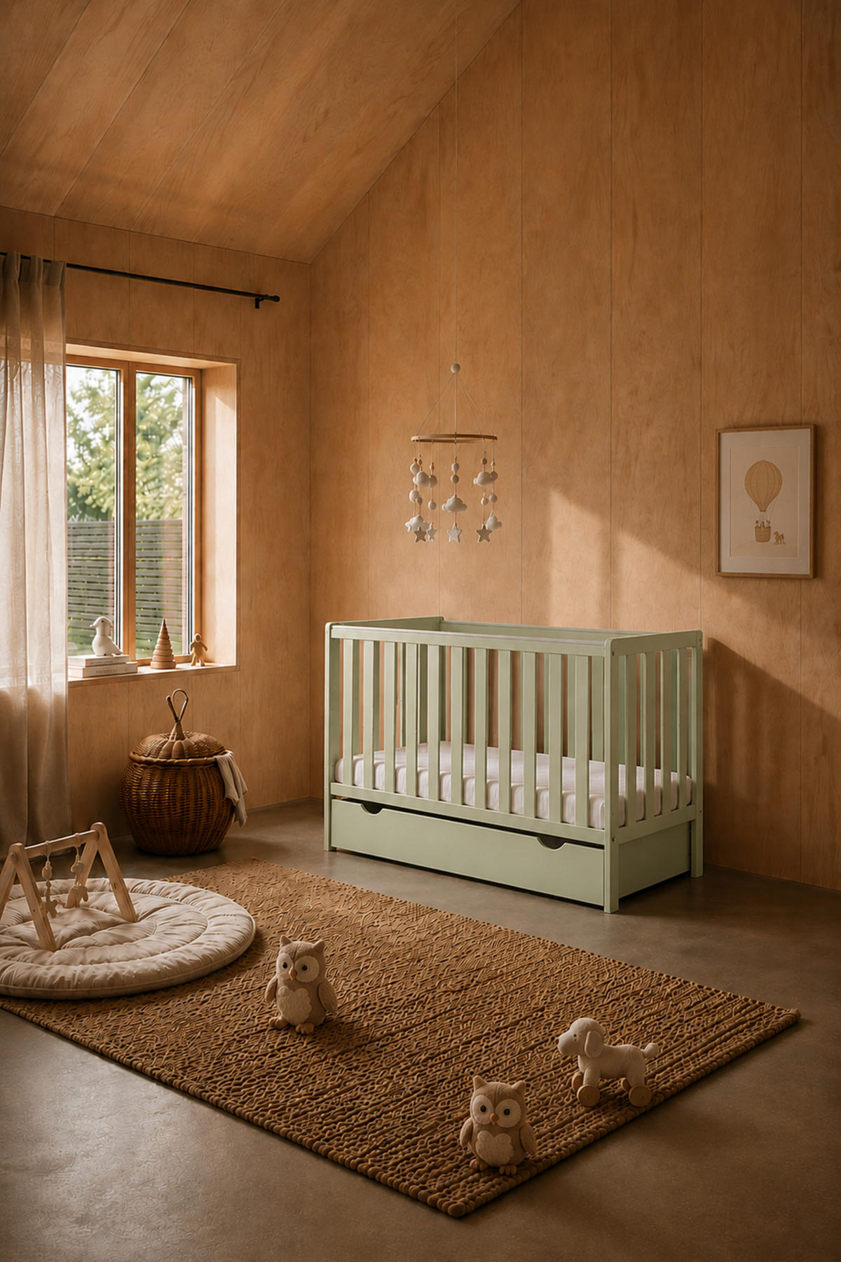 BABYBETT BeBino mit Matratze und Schublade - Mintgrün, Holzwerkstoff (60/120cm) - kiki design