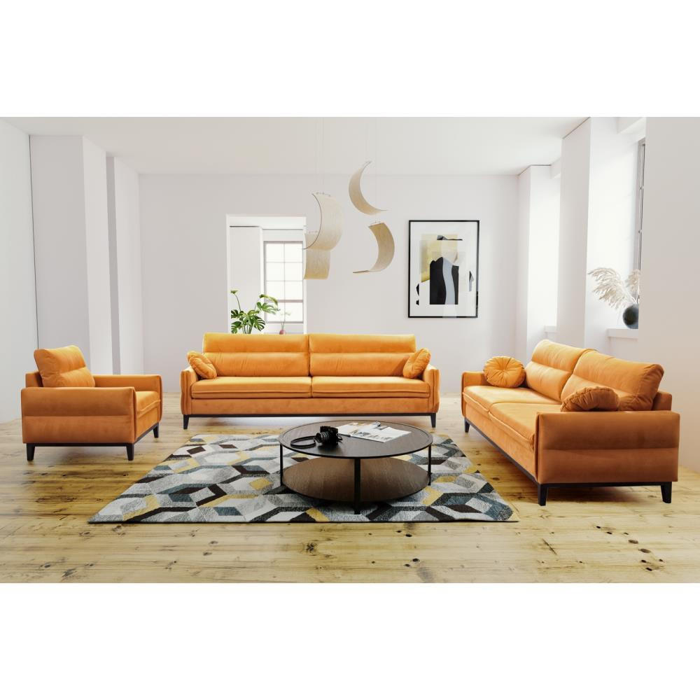 SOFA 2-SITZER Belweder Velours gelb - Wengefarben/Gelb, Holz/Textil (218/95/94cm) - Beautysofa
