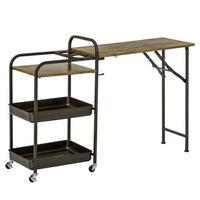KÜCHENWAGEN, Spanplatte, Metall, Rustikal-Braun - Braun, Kunststoff (36.5/82/118cm) - HOMCOM