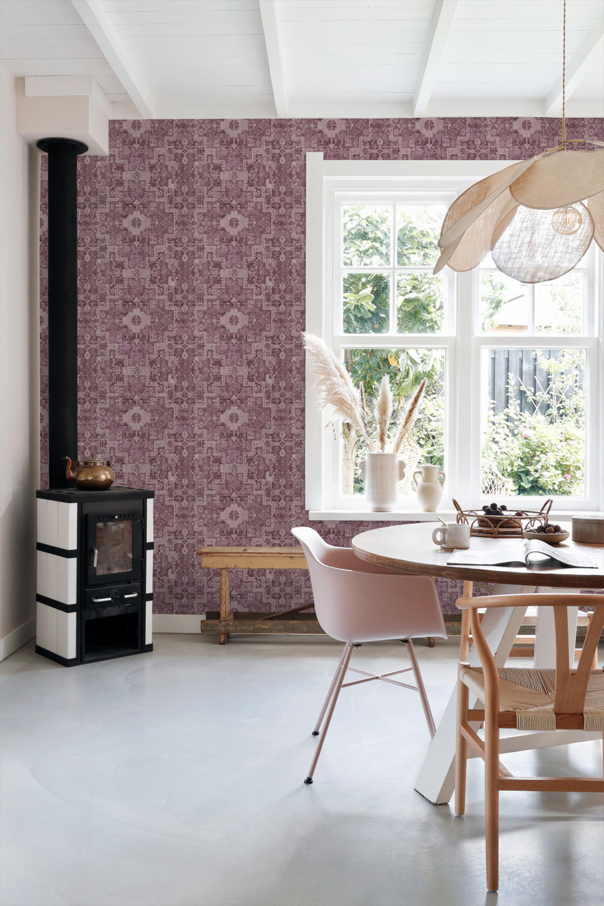 TAPETE orientalisches Kelim-Patchwork 50 x 900 cm - Lila, Papier (50/900cm) - ESTAhome