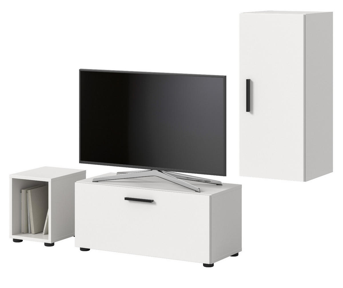 TV-LOWBOARD weiß 176 cm, TV Unterteil hängend / stehend - Schwarz/Weiß, Holzwerkstoff/Kunststoff (176/32/34cm) - Inn.Furn