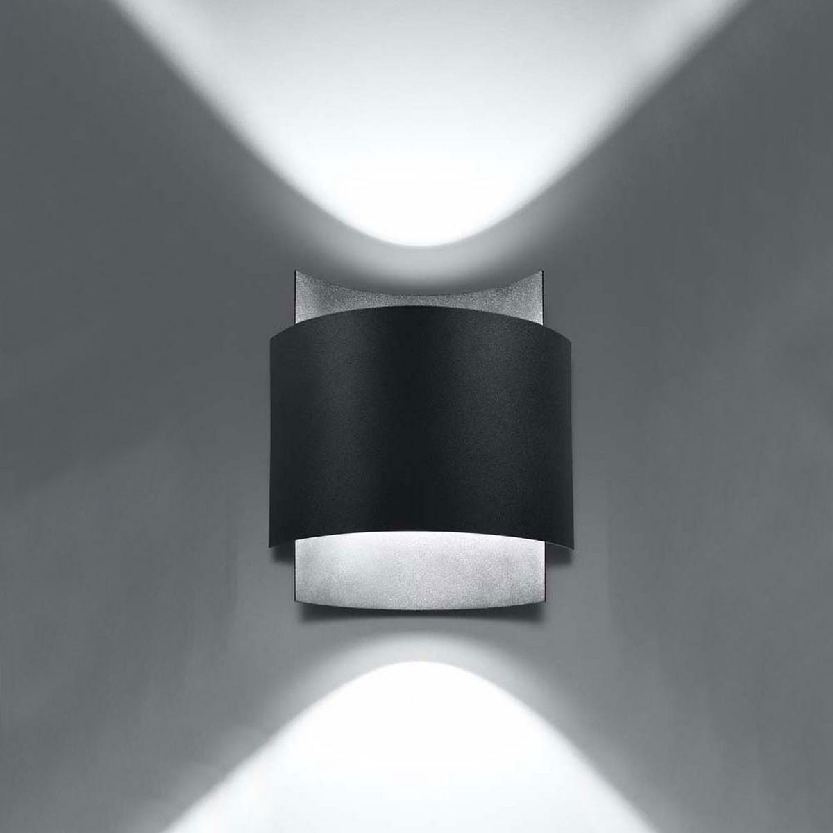 WANDLEUCHTE Stahl Schwarz Up & Down Beleuchtung - Schwarz, Metall (22/11/23cm)