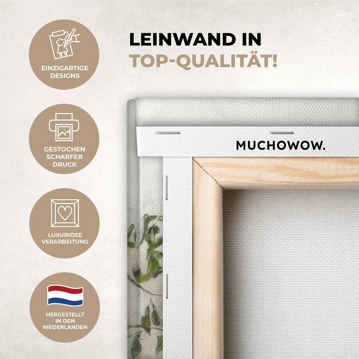 LEINWANDBILD Obst - Kräuter - Ländlich Deko Wohnzimmer 20x20 cm - Naturfarben, Textil (20/20cm) - MuchoWow