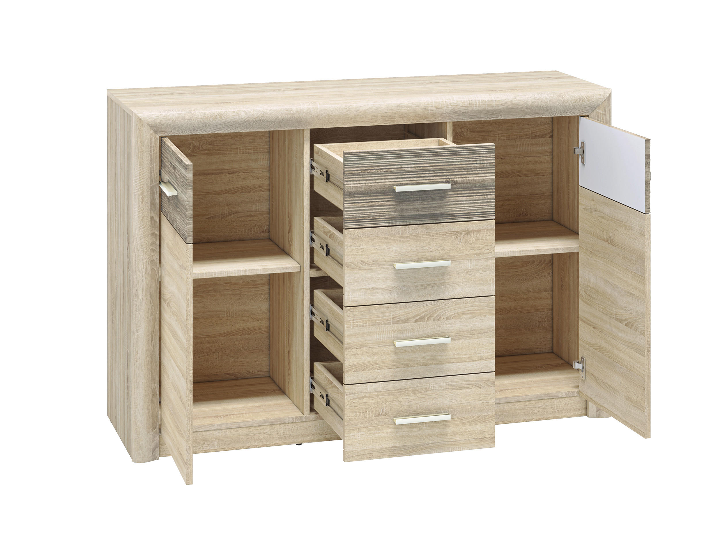 KOMMODE Castel Sonoma Eiche hell / Sonoma hell Trüffel 138 / 43 / 94cm - Multicolor/Braun, Holz/Holzwerkstoff (138/94/43cm) - Feldmann-Wohnen