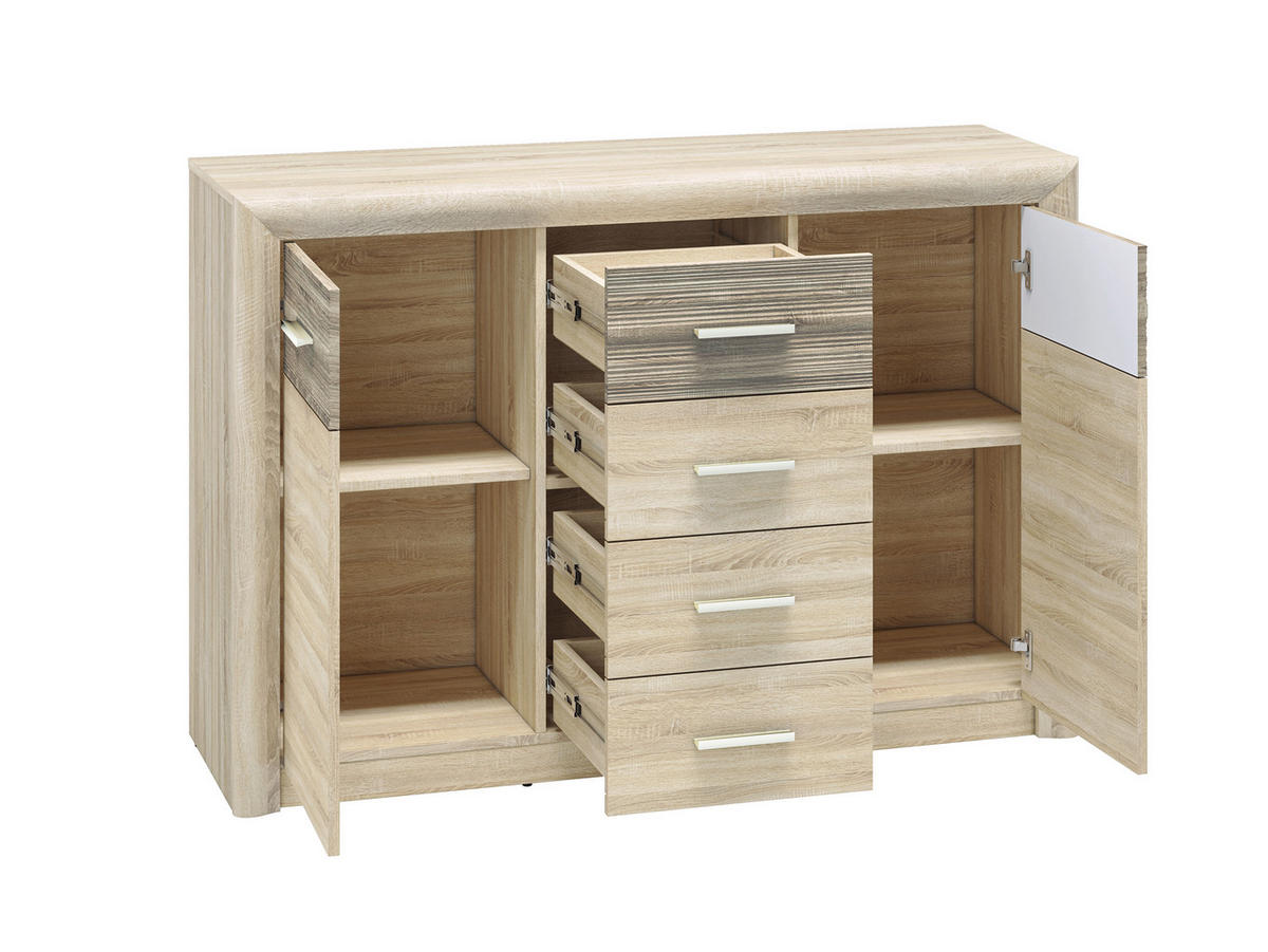 KOMMODE Castel Sonoma Eiche hell / Sonoma hell Trüffel 138 / 43 / 94cm - Multicolor/Braun, Holz/Holzwerkstoff (138/94/43cm) - Feldmann-Wohnen