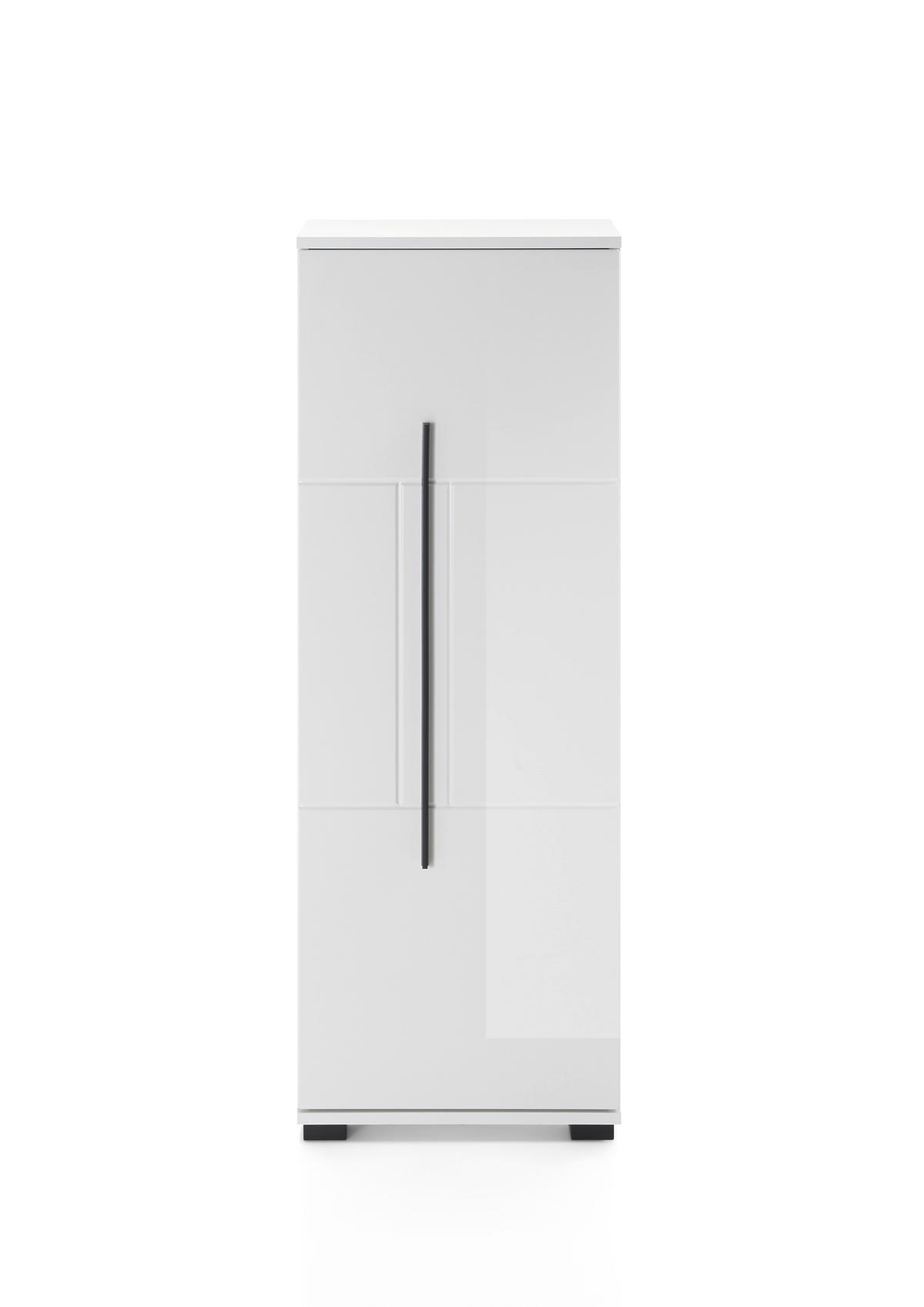 BADSCHRANK M12 Weiß Hochglanz 45/126/35 cm halbhoch rechts - Weiß Hochglanz, Holzwerkstoff (45/126/35cm) - Livojo