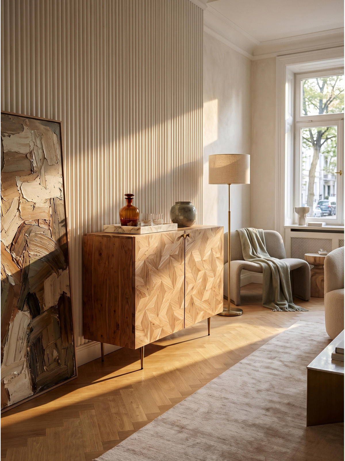 HAUSBAR MERTOLA, Akazie Massivholz, mit Holzstruktur, 90 x 45 x 78 cm - Goldfarben/Akaziefarben, Holz/Metall (90/78/45cm) - KADIMA DESIGN