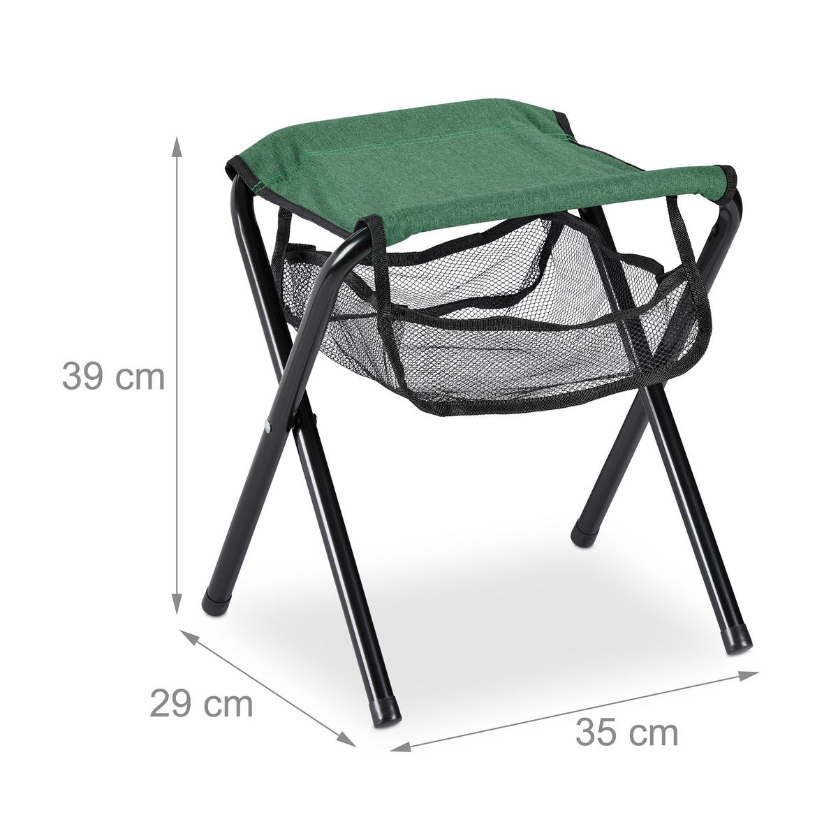 KLAPPHOCKER - Grün, Textil/Metall (29/39/35cm) - Relaxdays