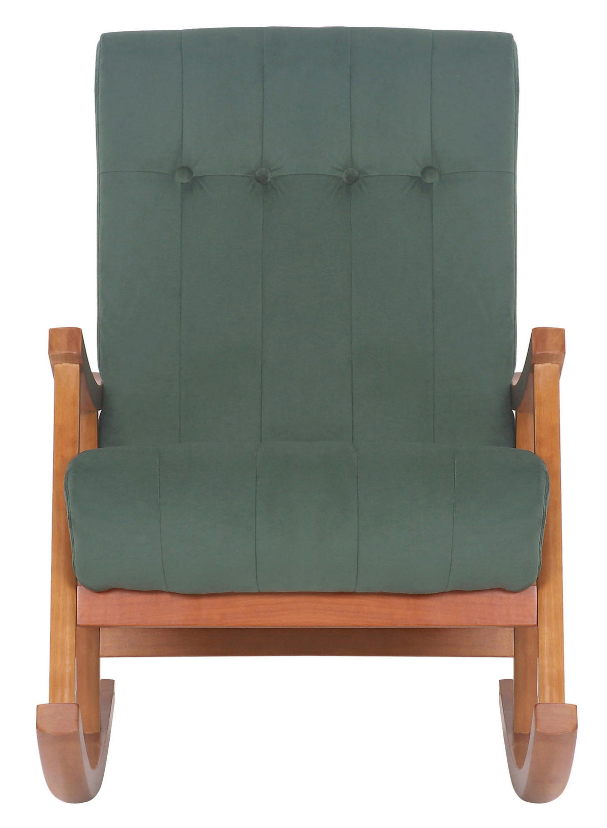 SCHAUKELSTUHL Sarti Samt, Gestell Kautschukholz Walnuss Walnuss/Grün - Walnussfarben/Grün, Holz/Textil (62/98/92cm) - TPFLiving