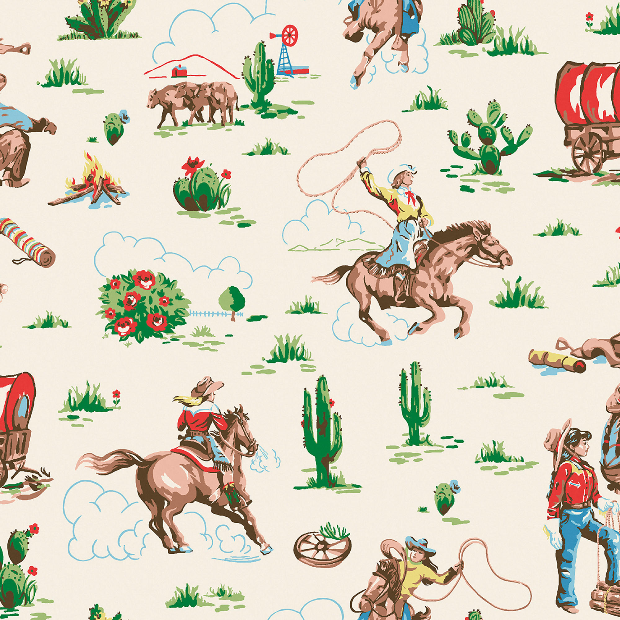VLIESTAPETE Cowgirls Multi - Multicolor, Papier/Kunststoff (52/1000cm)