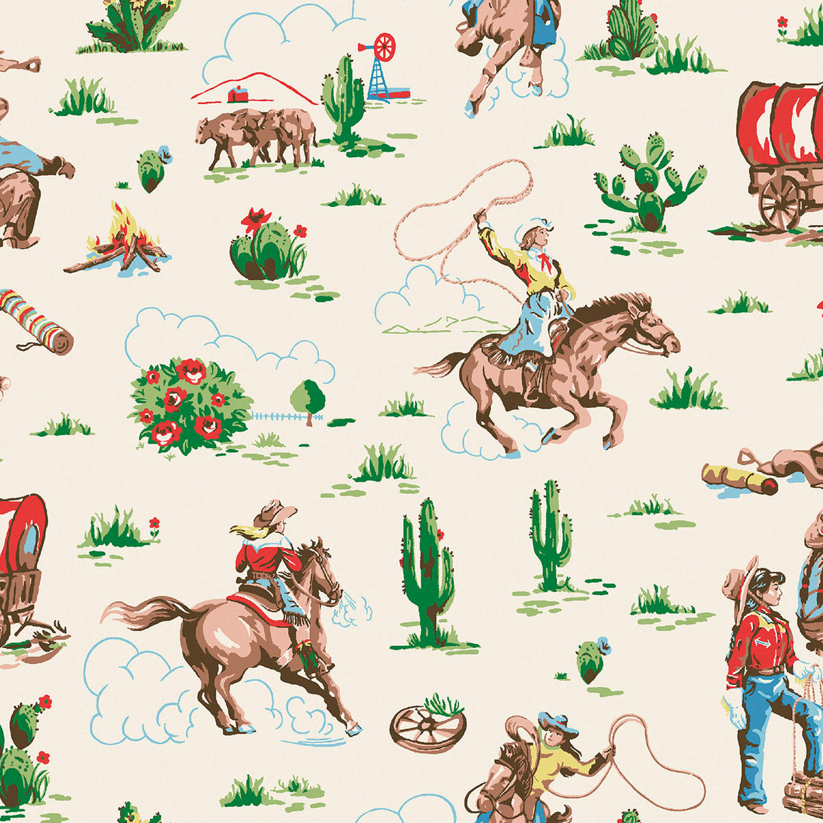 VLIESTAPETE Cowgirls Multi - Multicolor, Papier/Kunststoff (52/1000cm)