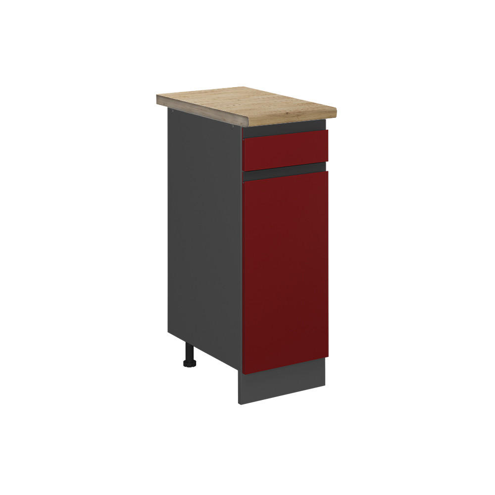 KÜCHENUNTERSCHRANK R-Line Rot 30 cm, AP Eiche - Anthrazit/Rot, Holzwerkstoff (30/81.6/60cm) - Vicco