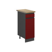 KÜCHENUNTERSCHRANK R-Line Rot 30 cm, AP Eiche - Anthrazit/Rot, Holzwerkstoff (30/81.6/60cm) - Vicco
