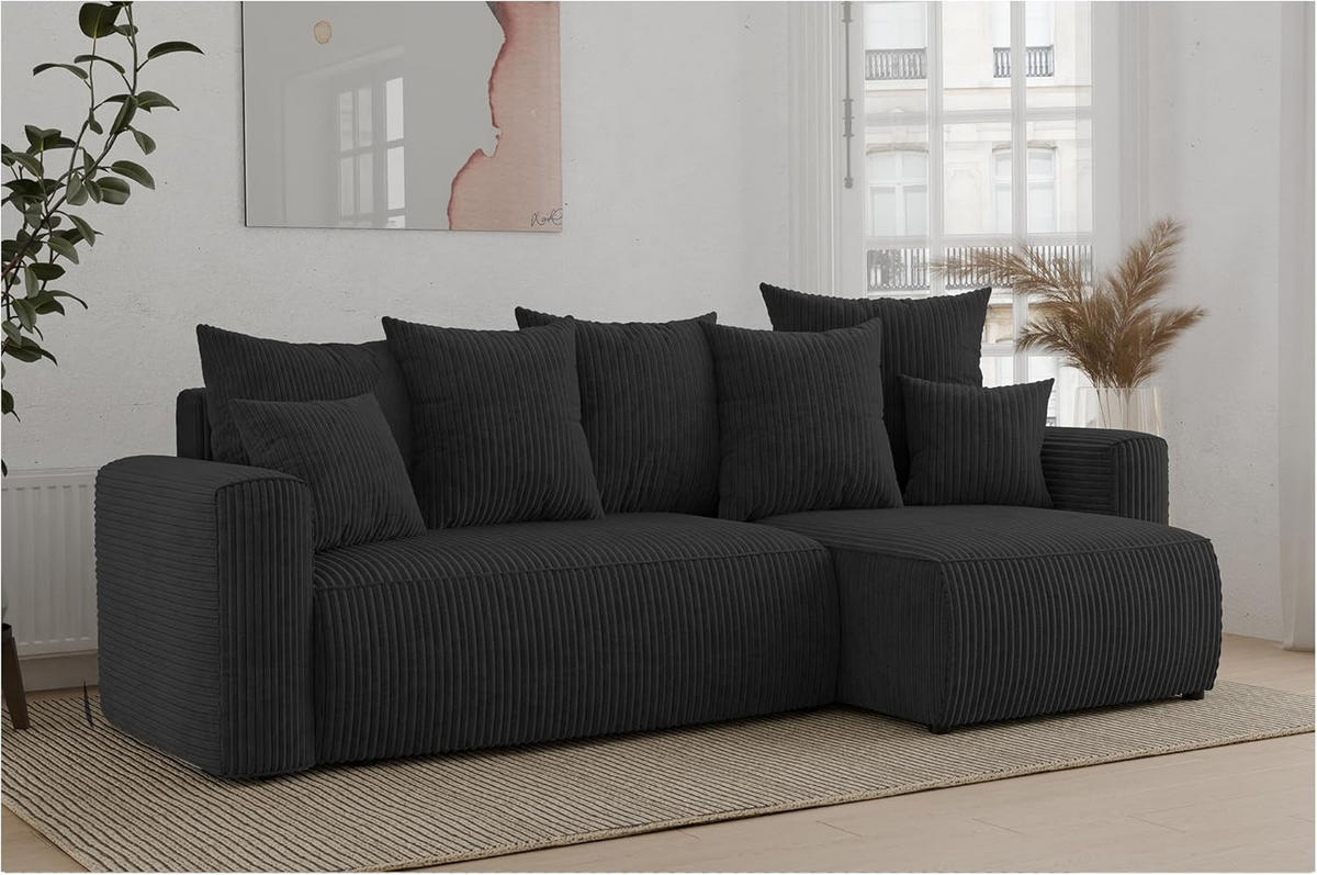 ECKSOFA DAVE L - Schwarz, Holzwerkstoff (238/87cm) - Meblini
