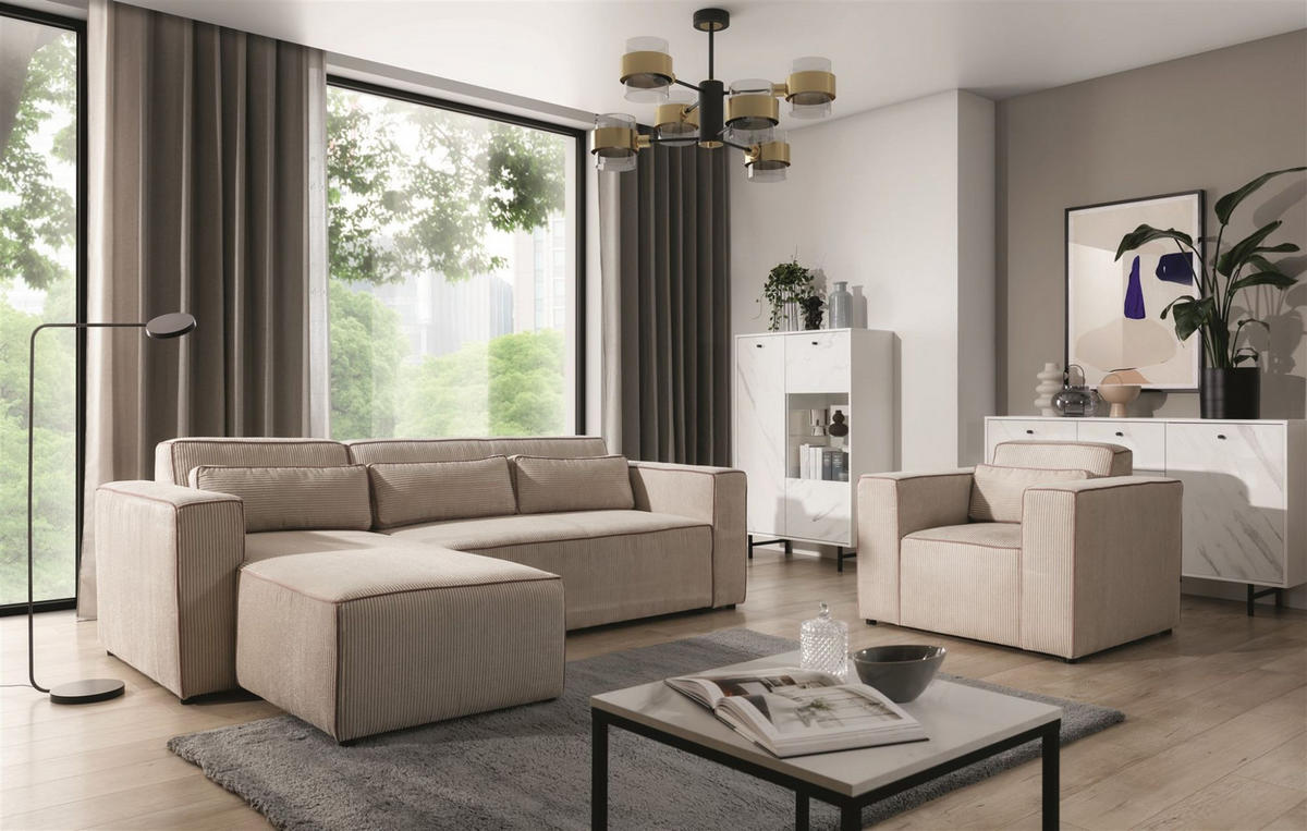 SESSEL Waldo In In Poso - Beige, Holzwerkstoff/Textil (101/80/92cm) - Fun Möbel
