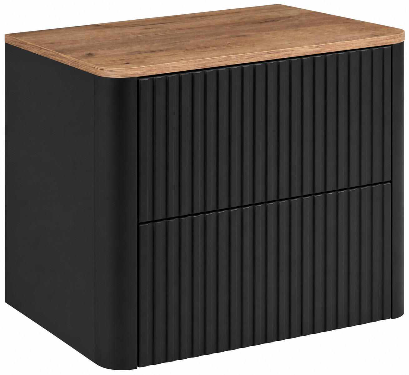 BADEZIMMERSCHRANK: Schwarz, Platte Craft-Eiche, 60,8 x 44,2 x 50 cm - Eichefarben/Schwarz, Holzwerkstoff (60.8/48.4/44.2cm) - 3XE LIVING