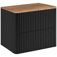 BADEZIMMERSCHRANK: Schwarz, Platte Craft-Eiche, 60,8 x 44,2 x 50 cm - Eichefarben/Schwarz, Holzwerkstoff (60.8/48.4/44.2cm) - 3XE LIVING