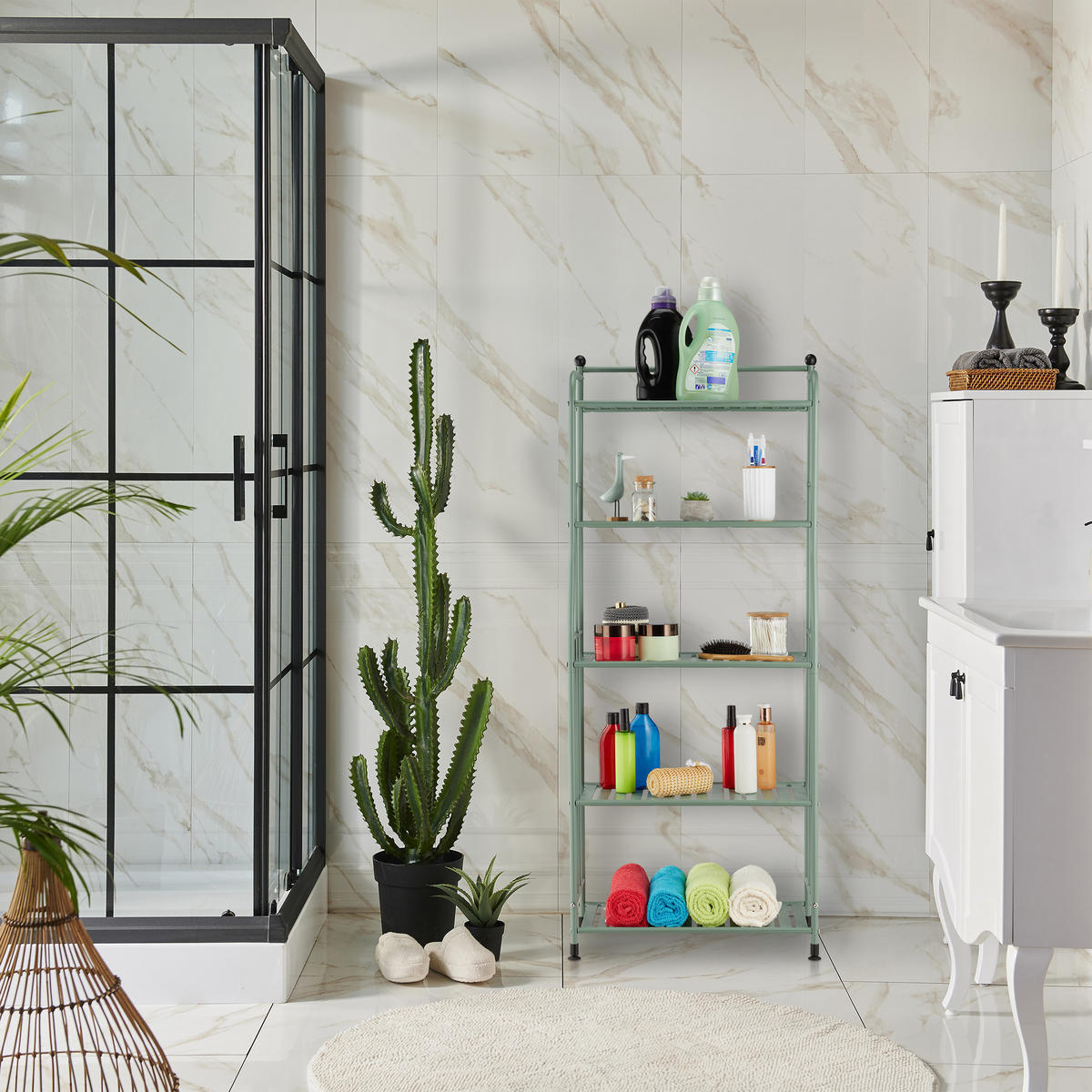 STANDREGAL - Grün, Metall (56/133/28cm) - Relaxdays