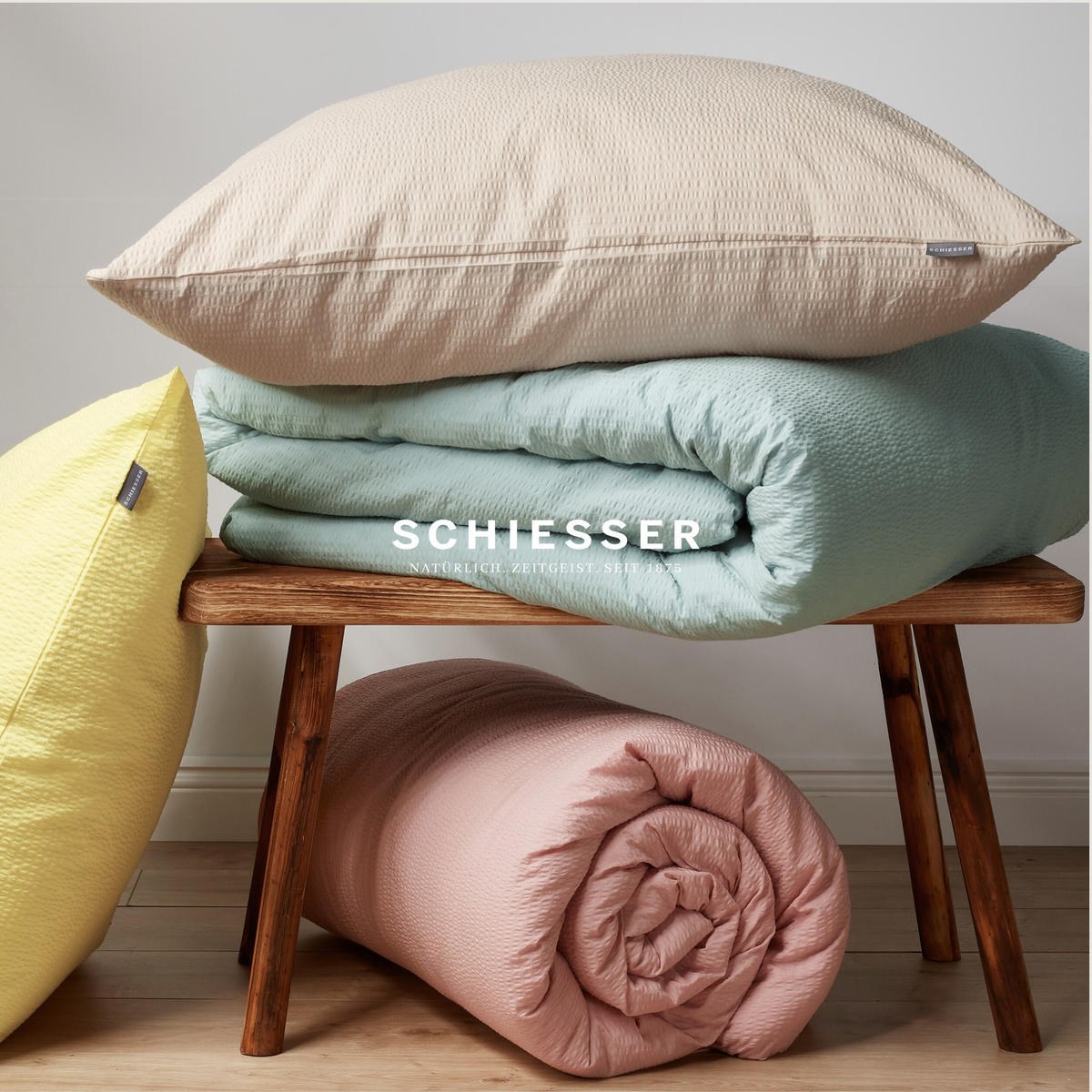 BETTWÄSCHESET Laura - Baumwoll Seersucker - 2-teilig - 135 x 200 cm - Hellgelb - Hellgelb, Textil (135/200cm) - SCHIESSER