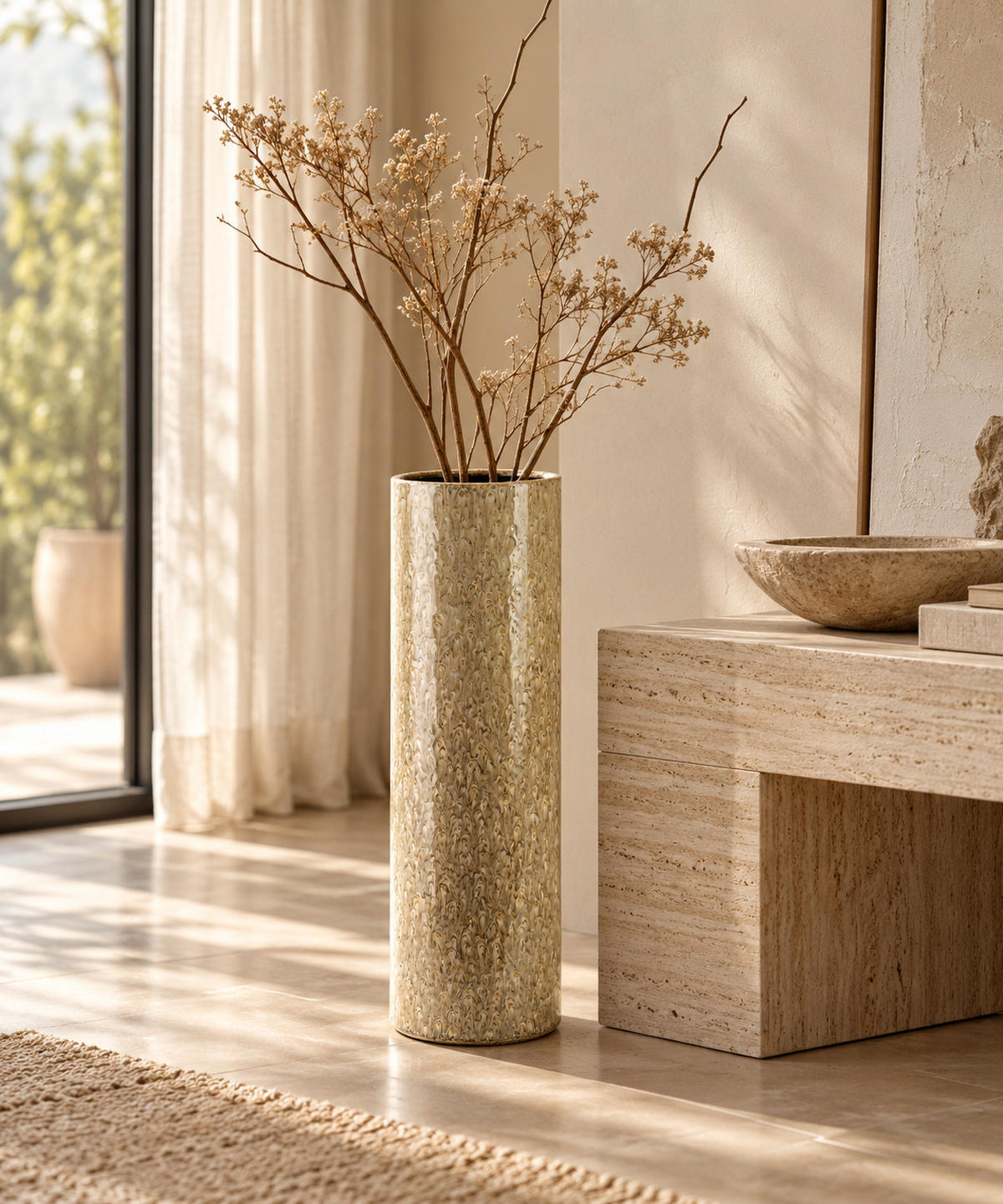 KERAMIKVASE MANON, 51 cm, Beige - Beige, Keramik (52cm) - Mondex