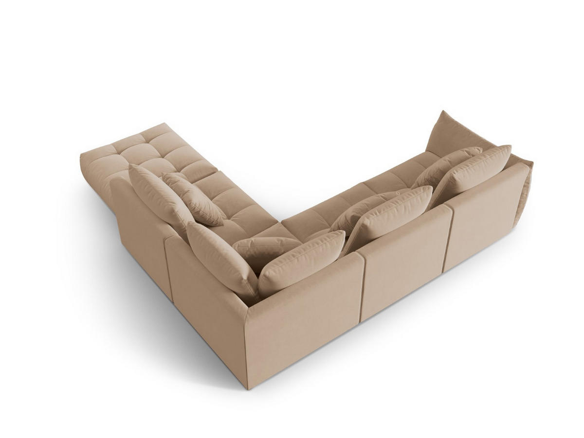 ECKSOFA modular rechts Bloom aus Samt sandfarben 4 Sitzplätze - Sandfarben, Textil (310/316cm) - Micadoni