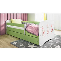 KINDERBETT Tanzende Häschen 80x180 cm mit Matratze, Schublade, Rausfallschutz & Lattenrost, Grün - Grün, Holzwerkstoff (80/180cm) - RAUMHIRSCH FURNITURE