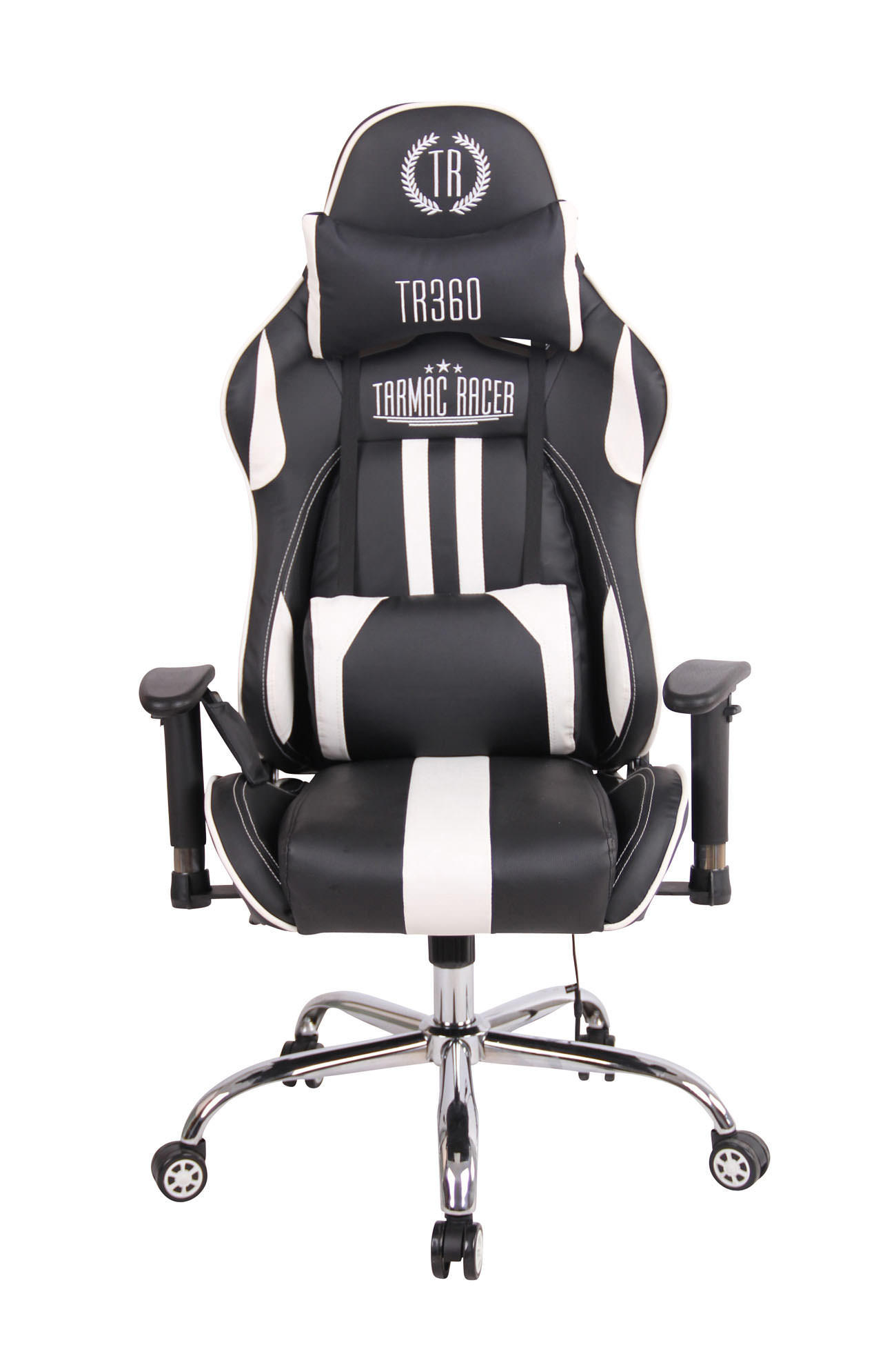 CHEFSESSEL Lederlook schwarz/weiß - Schwarz/Weiß, Textil/Metall (67/128/51cm) - CLP