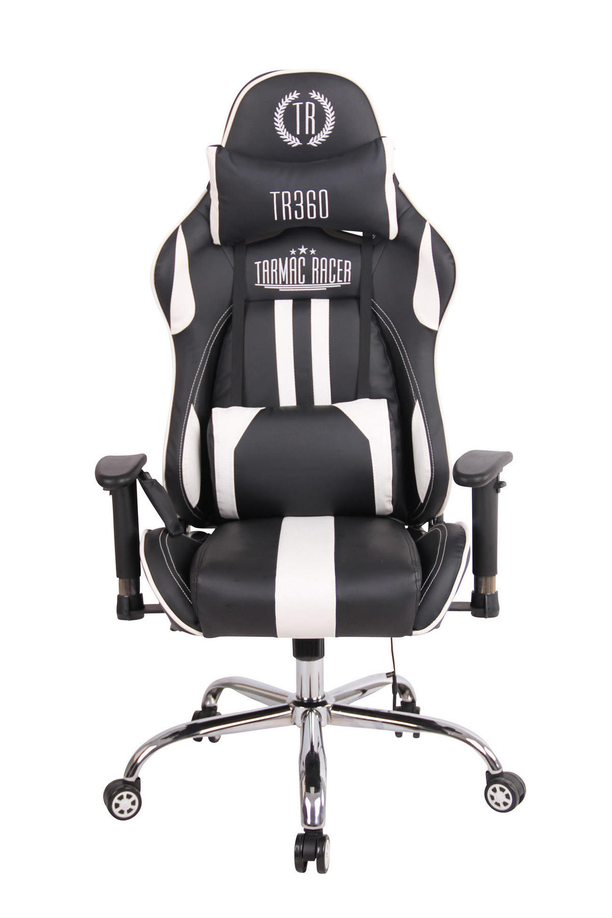 CHEFSESSEL Lederlook Schwarz/Weiß - Schwarz/Weiß, Textil/Metall (67/128/51cm) - CLP