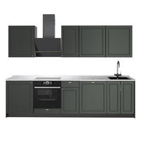 KÜCHENZEILE Fame-Line, Grün-Gold Landhaus/Anthrazit, 280 cm, AP Marmor - Anthrazit/Grün, Holzwerkstoff (280/206.8/60cm) - Vicco