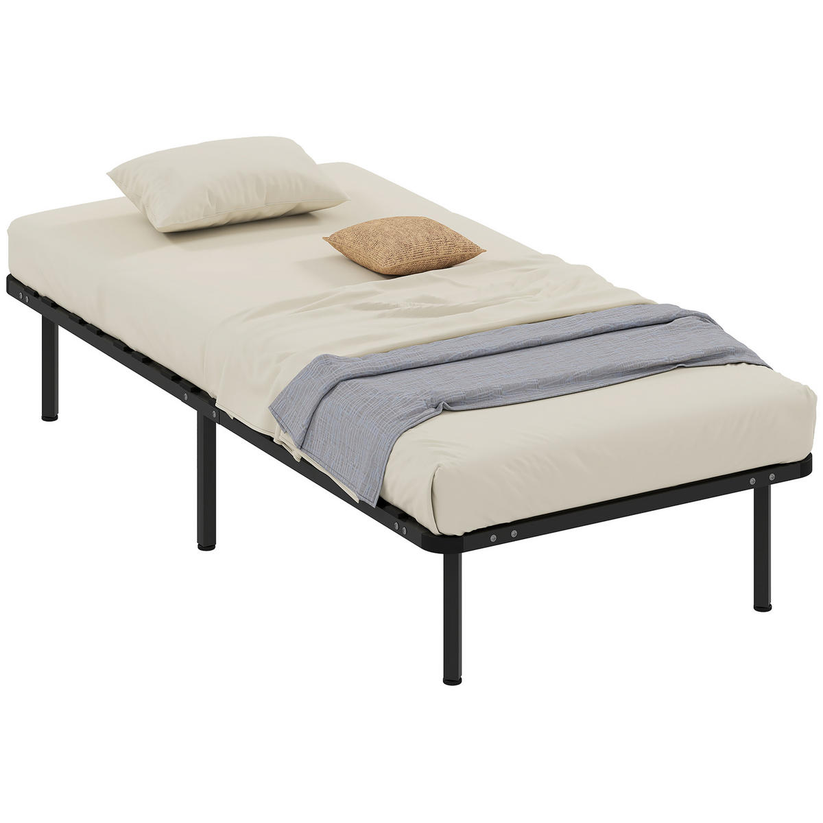 BETT Schwarz 90/190/33 cm - Schwarz, Metall - PANGIVO