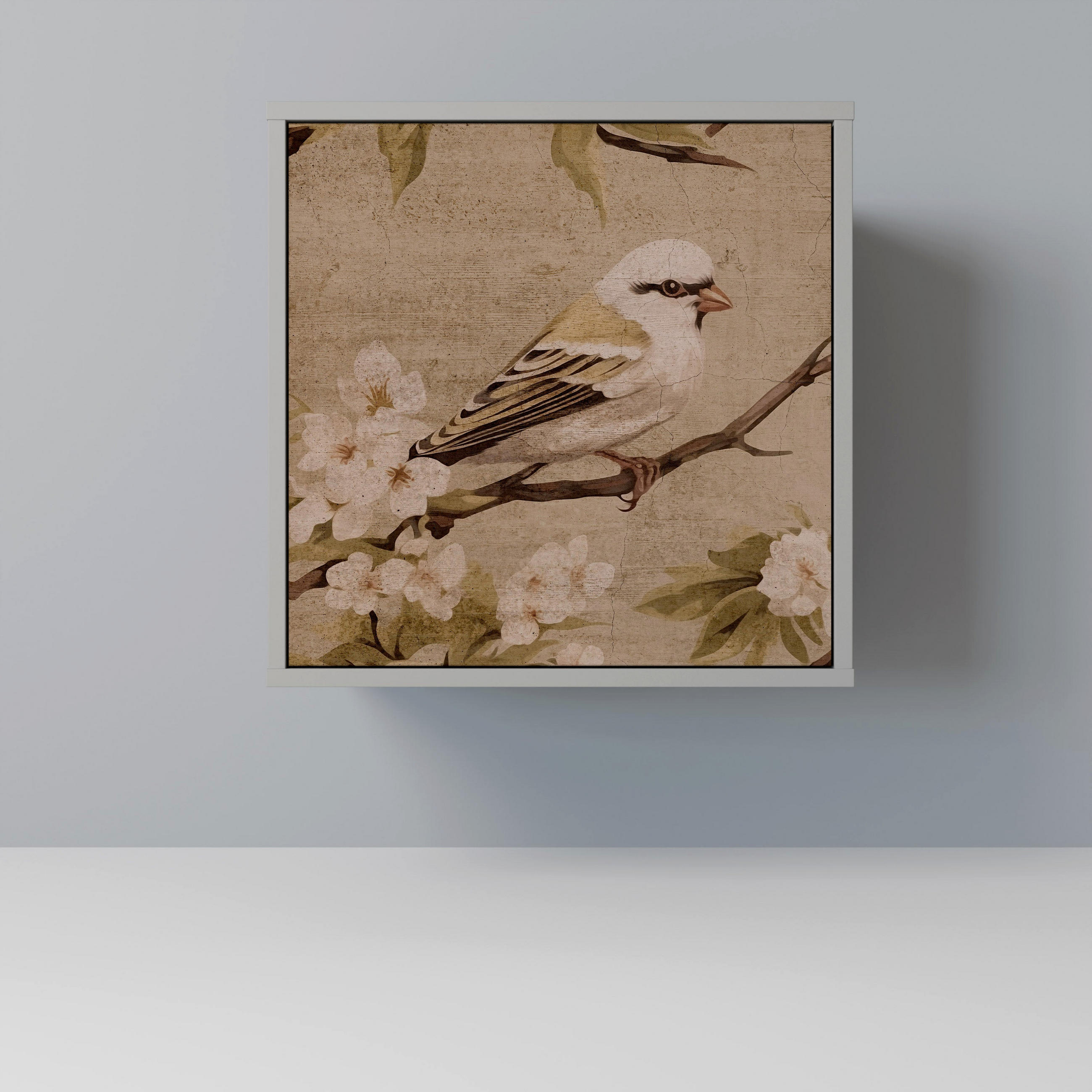 SIDEBOARD PETAL DISTINGUISH, Grau, 57,5x42x57,5 cm, Ohne Füße - Multicolor/Grau, Holzwerkstoff (57.5/57.5/42cm) - SpaceRebels