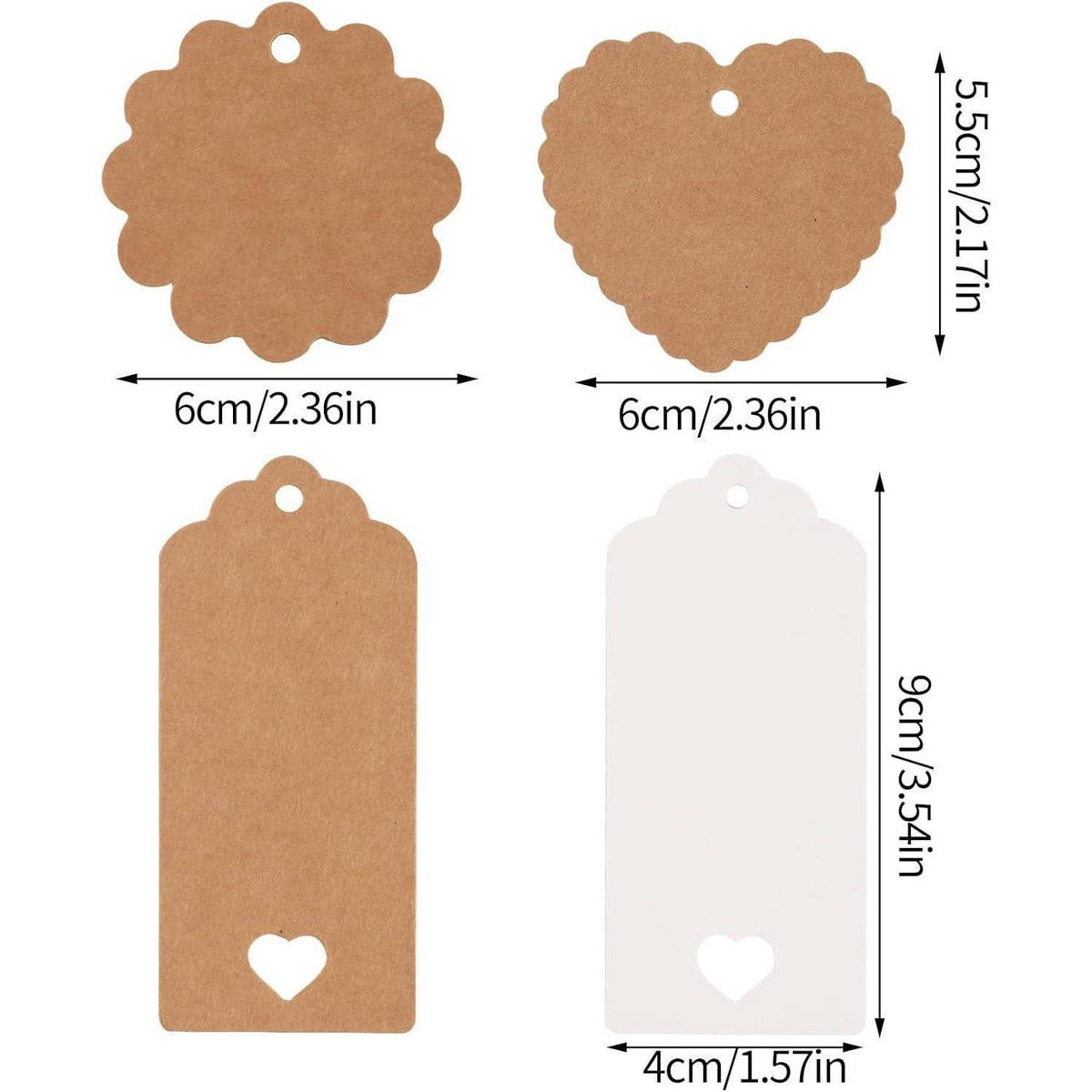 GESCHENKANHÄNGER 100er Set Kraftpapier mit Juteschnur - Multicolor, Papier (4/1.5/9cm)