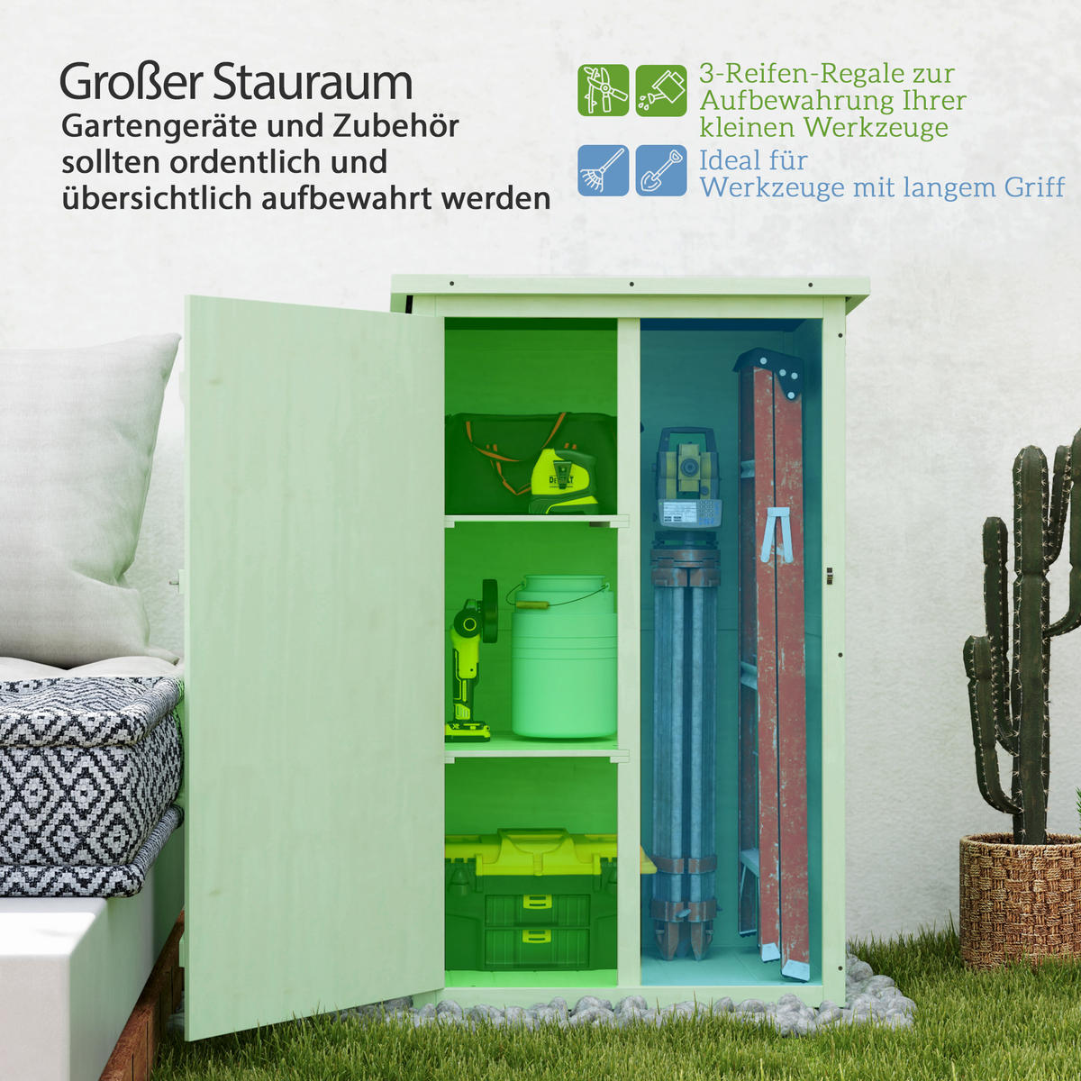 GERÄTESCHUPPEN Tannenholz Grün - Grün, Holz (56/115/75cm) - Outsunny